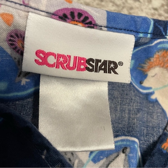ScrubStat Space-Themed Scrub Top Fox Hedgehog Women’s M - Picture 6 of 8